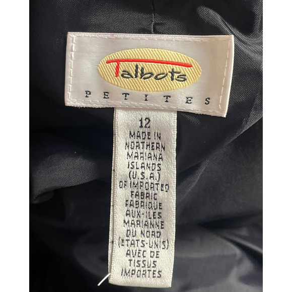 Talbots Petites Sz 12P Classic Cut 3 Button Blazer Notch Collar Navy Career Wear - Picture 10 of 11
